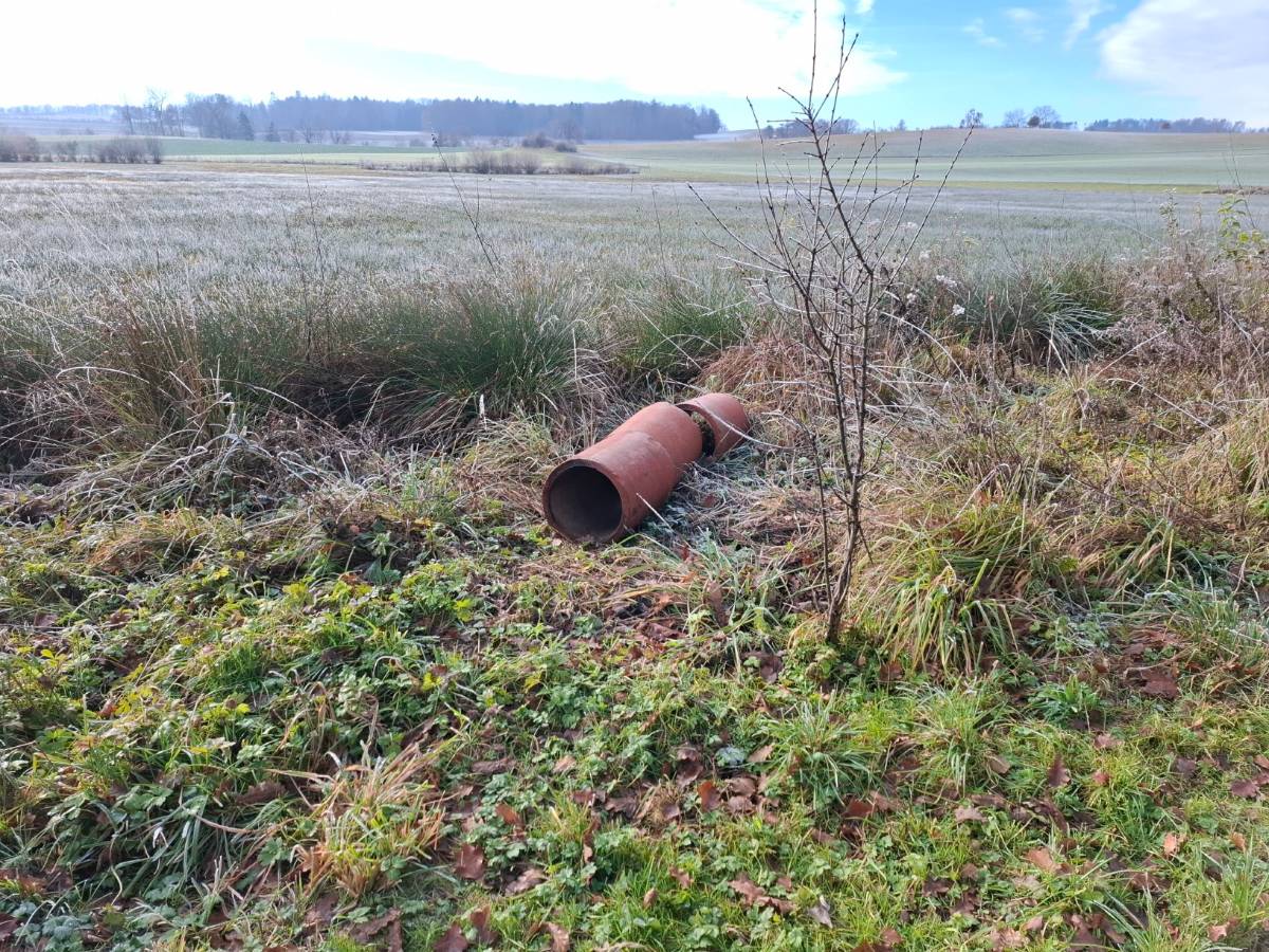 Alte Drainageröhren wurden früher für die Entwässerung der Feuchtflächen eingesetzt